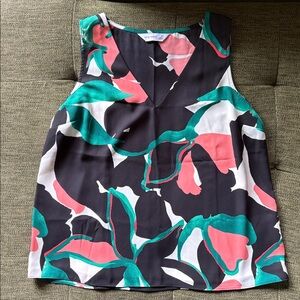 Nine West Black and Pink Floral Top